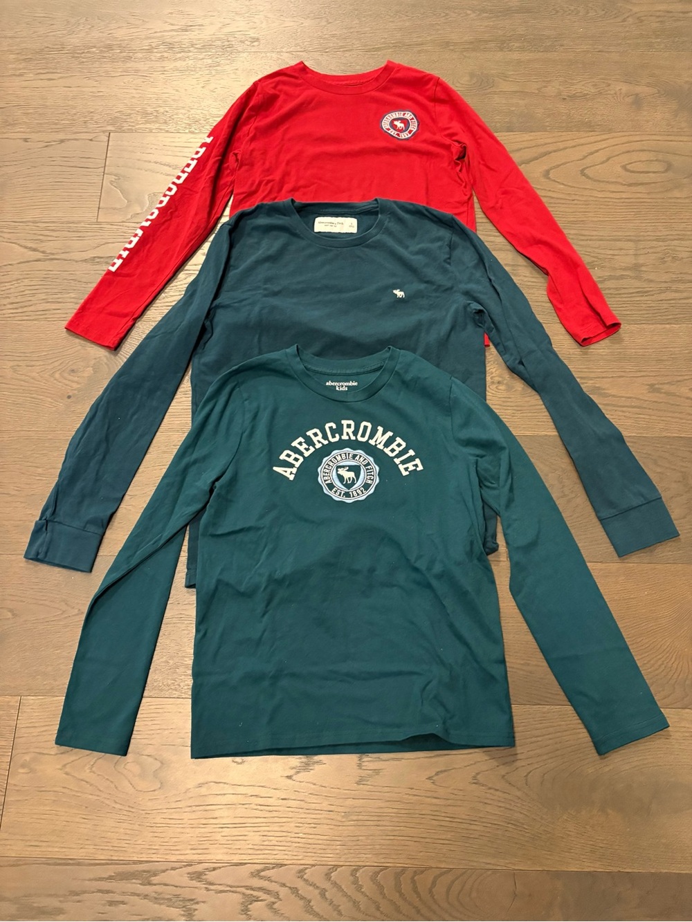 Abercrombie boys cotton long sleeve tops sz 13/14 NWT